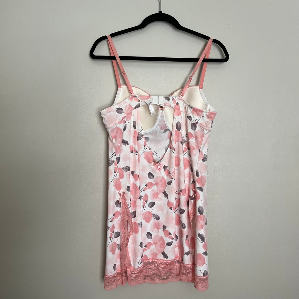 Marilyn Monroe Floral Lace Chemise Nightgown Pink White Underwire XL Sleeptime - Picture 2 of 8